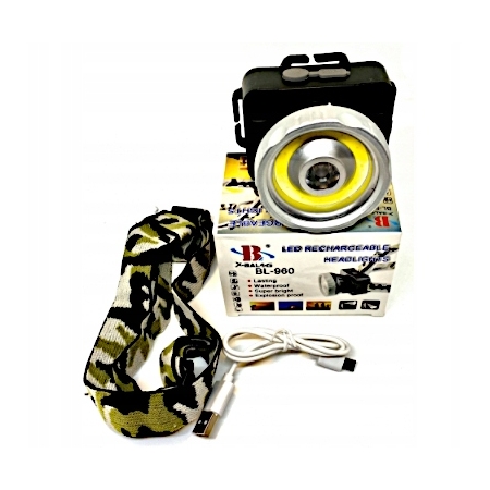 LATARKA CZOŁOWA COB + 3W LED AKUMULATOR CZOŁÓWKA