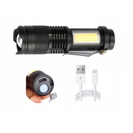 LATARKA COB ZOOM XPE + COB USB + KABEL