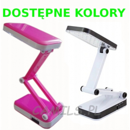 LAMPKA BIURKO 24LED SKŁADANA AKUMULATOROWA RÓŻOWA